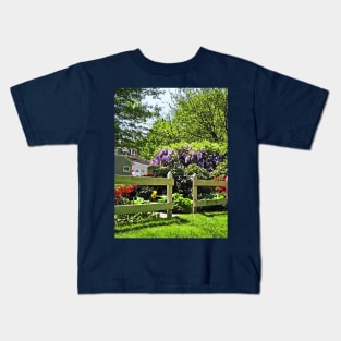 Spring Garden With Wisteria Kids T-Shirt